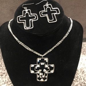 Costume cross necklace with matching earrings